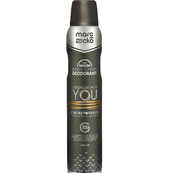 اسپری خوشبو کننده بدن استرانگ ویت یو مردانه مارک اکو دئودورانت 24 ساعته 200 میل | marc ecko Body Spray Deodorant Stronger With You for men 200ml